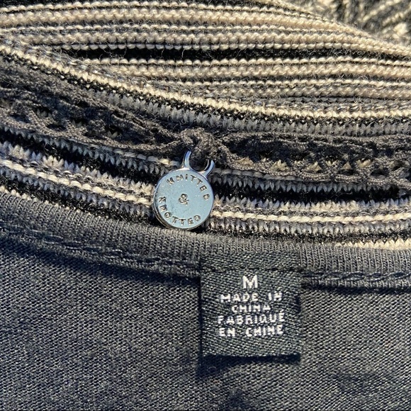 Anthropologie Knitted & Knotted Knit Dress Silver Stripe Fit Flare Lined - Picture 2 of 8